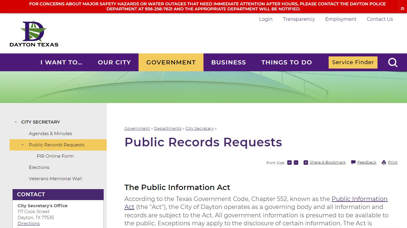 Public Records Requests | Dayton, TX